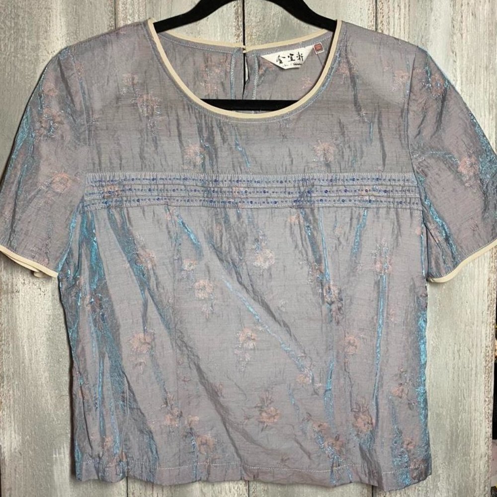 blue beaded top